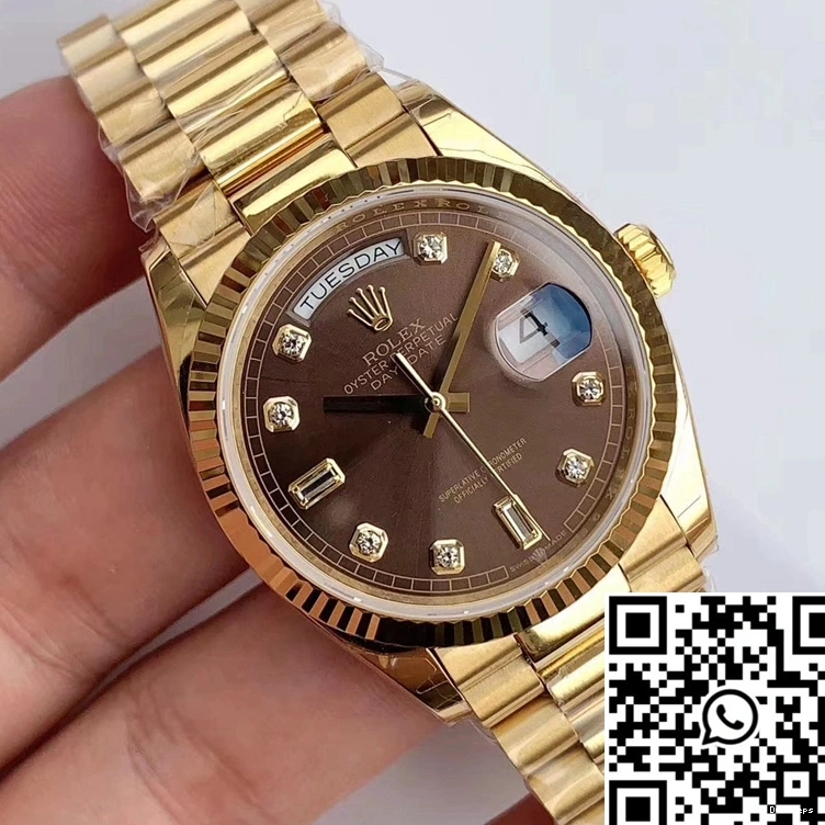 Yellow Gold EW Gray M128238-0022 Dial Day-Date Rolex Factory 0517